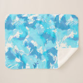 Couverture Sherpa Motif abstrait bleu clair et blanc (Devant (Horizontal))