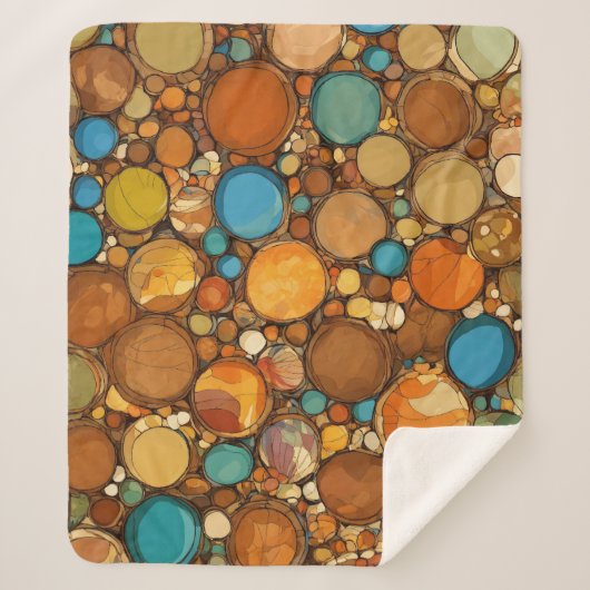 Couverture Sherpa motif abstrait : cercles bruns (Devant)