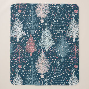Couverture Sherpa Motif Abstrait des arbres de Noël