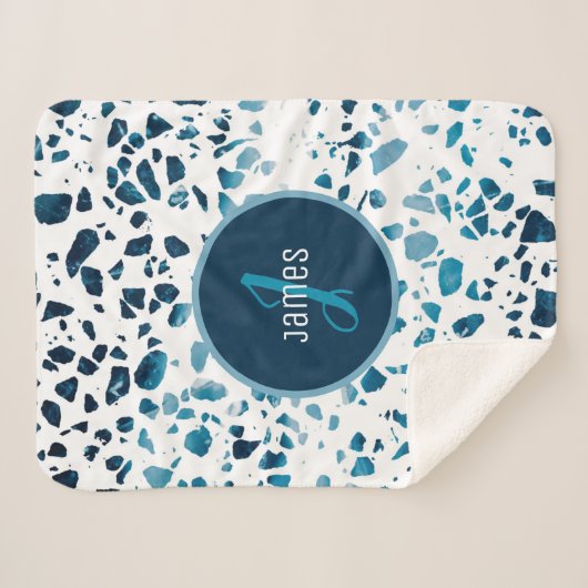 Couverture Sherpa Motif Abstrait en mosaïque de Terrazzo customisé (Devant (Horizontal))