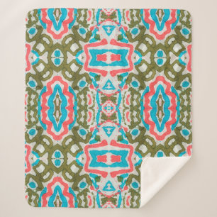 Couverture Sherpa Motif Abstrait ethnique Ikat. Motif du chaman. Pen