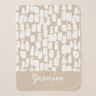 Couverture Sherpa Motif abstrait minimaliste beige et blanc