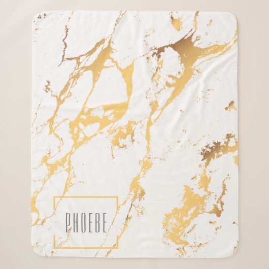 Couverture Sherpa Motif abstrait moderne en faux or (Devant)