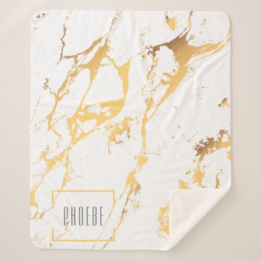 Couverture Sherpa Motif Abstrait moderne Faux Gold (Devant)