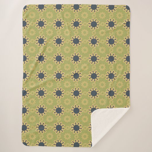 Couverture Sherpa Motif Abstrait noir et jaune rétro (Devant)