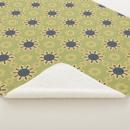 Couverture Sherpa Motif Abstrait noir et jaune rétro (3/4)