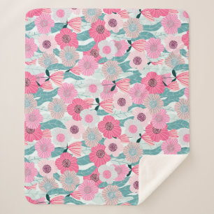 Couverture Sherpa Motif Abstrait Pastel Pink