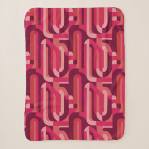 Couverture Sherpa motif abstrait rétro rose vibrant