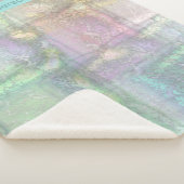 Couverture Sherpa Motif Abstrait vert bleu rose texturé (3/4)