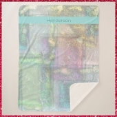 Couverture Sherpa Motif Abstrait vert bleu rose texturé