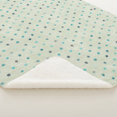 Couverture Sherpa Motif Abstrait vert et bleu points (3/4)