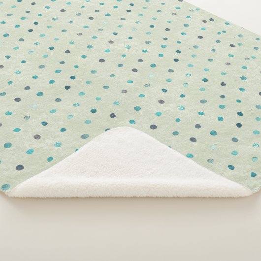 Couverture Sherpa Motif Abstrait vert et bleu points (3/4)