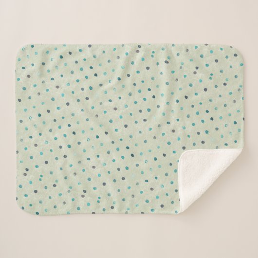 Couverture Sherpa Motif Abstrait vert et bleu points (Devant (Horizontal))