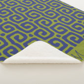 Couverture Sherpa Motif abstrait vert olive et bleu (3/4)