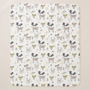 Couverture Sherpa Motif animal de griffonnage de région boisée