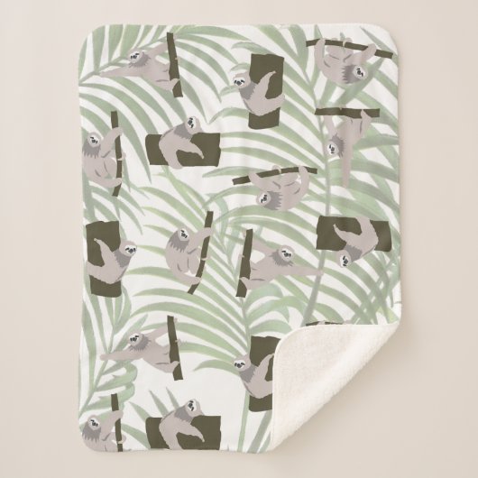 Couverture Sherpa Motif animal mignon Sloth en forêt sauvage (Devant)