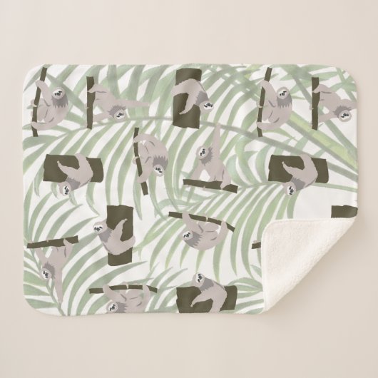 Couverture Sherpa Motif animal mignon Sloth en forêt sauvage (Devant (Horizontal))