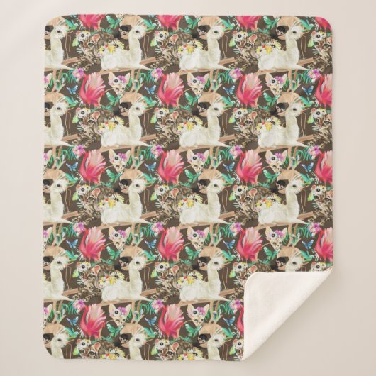 Couverture Sherpa Motif animal tropical (Devant)