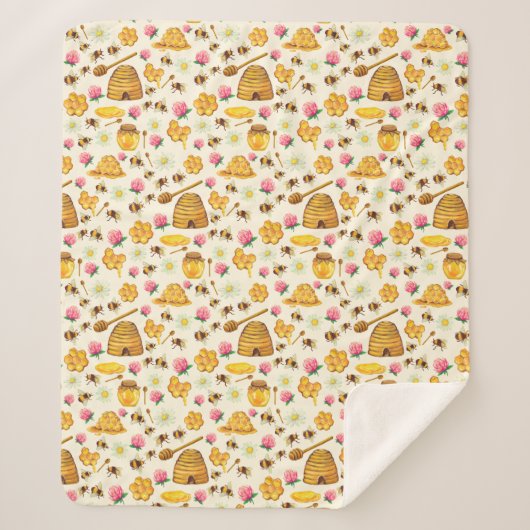 Couverture Sherpa Motif apicole (Devant)