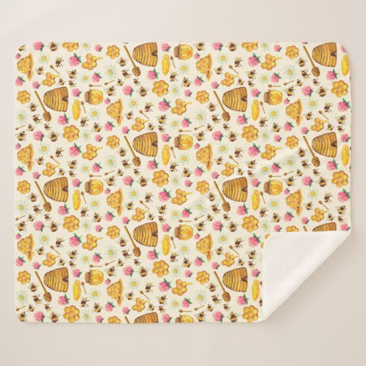 Couverture Sherpa Motif apicole (Devant (Horizontal))