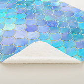 Couverture Sherpa Motif Aqua Pearlescent & Gold Mermaid (3/4)