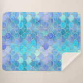 Couverture Sherpa Motif Aqua Pearlescent & Gold Mermaid (Devant (Horizontal))