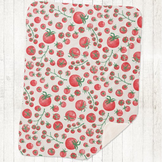 Couverture Sherpa Motif aquarelle de tomates