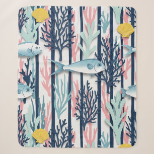 Couverture Sherpa Motif aquarelle nautique rétro (6)