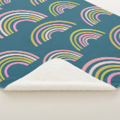 Couverture Sherpa Motif arc-en-ciel moderne en bleu (3/4)