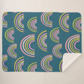 Couverture Sherpa Motif arc-en-ciel moderne en bleu (Devant (Horizontal))