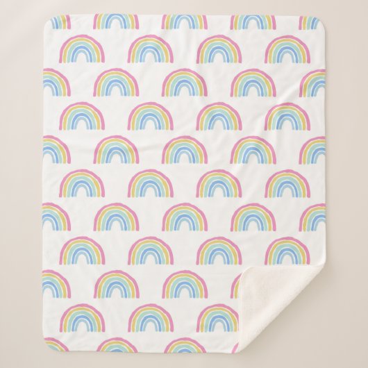 Couverture Sherpa Motif arc-en-ciel Pastel (Devant)