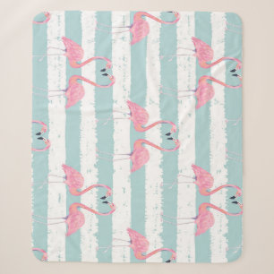 Couverture Sherpa Motif Arrière - plan Exotique Flamant rose rayé