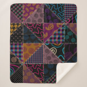 Couverture Sherpa Motif arrière - plan sans couture. Motif de patchw