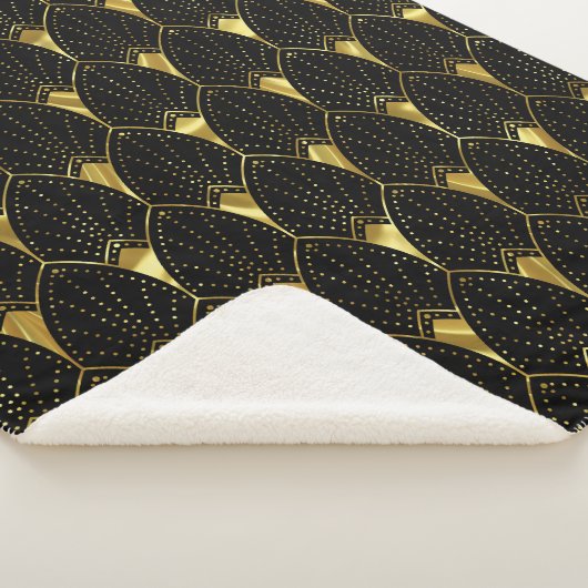 Couverture Sherpa Motif Art Déco Or brillant sur Arrière - plan noir (3/4)