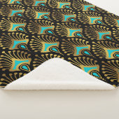 Couverture Sherpa Motif Art déco or et bleu sur noir (3/4)