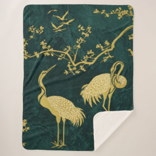 Couverture Sherpa Motif artistique de grues élégantes Oiseaux grue