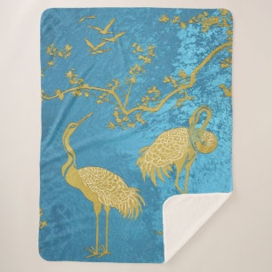 Couverture Sherpa Motif artistique de grues élégantes Oiseaux grue