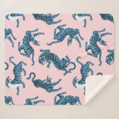 Couverture Sherpa Motif asiatique de tigre bleu (Devant (Horizontal))