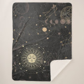 Couverture Sherpa Motif Astrologique Black Gold (Devant)