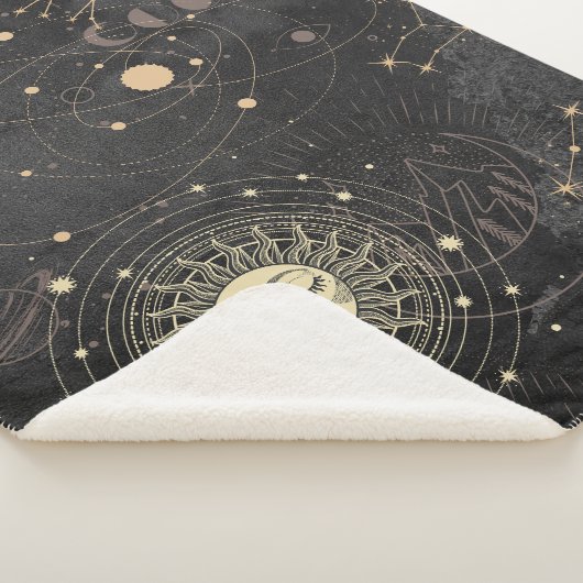 Couverture Sherpa Motif Astrologique Black Gold (3/4)