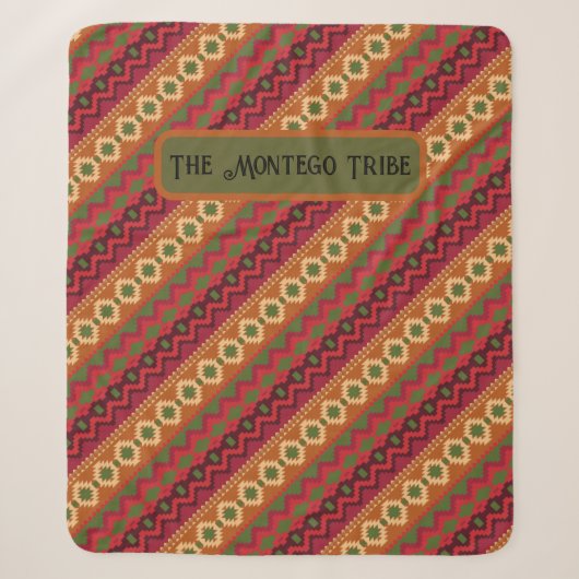 Couverture Sherpa Motif aztèque rouge multicolore (Devant)