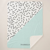 Couverture Sherpa Motif bleu clair et géométrique Personnalisé (Devant)