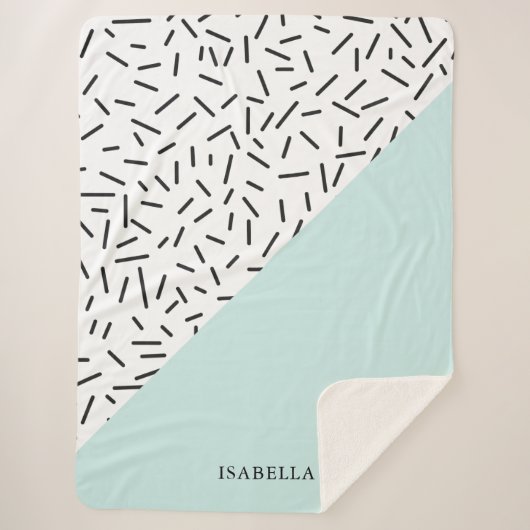 Couverture Sherpa Motif bleu clair et géométrique Personnalisé (Devant)