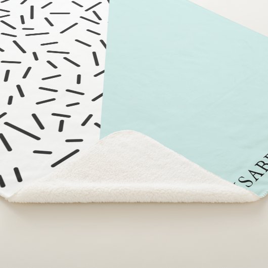 Couverture Sherpa Motif bleu clair et géométrique Personnalisé (3/4)
