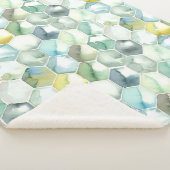 Couverture Sherpa Motif bleu et vert de Honycomb d'aquarelle (3/4)