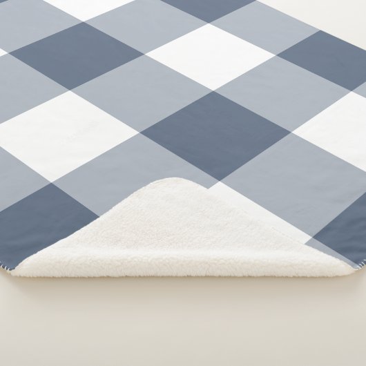 Couverture Sherpa Motif bleu foncé En vichy (3/4)