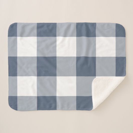 Couverture Sherpa Motif bleu foncé En vichy (Devant (Horizontal))