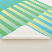 Couverture Sherpa Motif bleu jaune vert rayé (3/4)