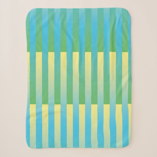 Couverture Sherpa Motif bleu jaune vert rayé (Devant)