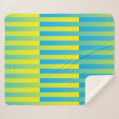 Couverture Sherpa Motif bleu jaune vert rayé (Devant (Horizontal))